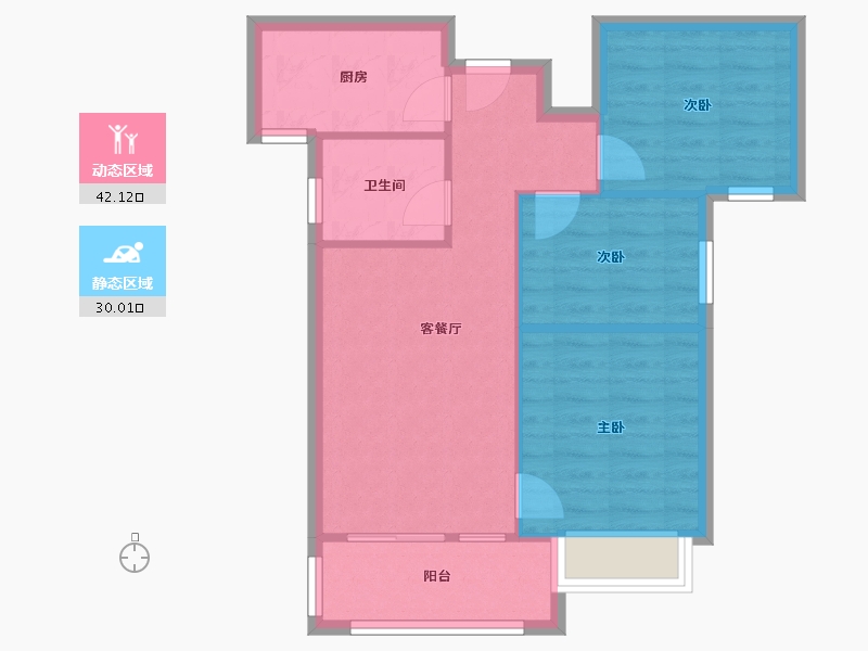 陕西省-西安市-三迪曲江香颂枫丹-71.20-户型库-动静分区