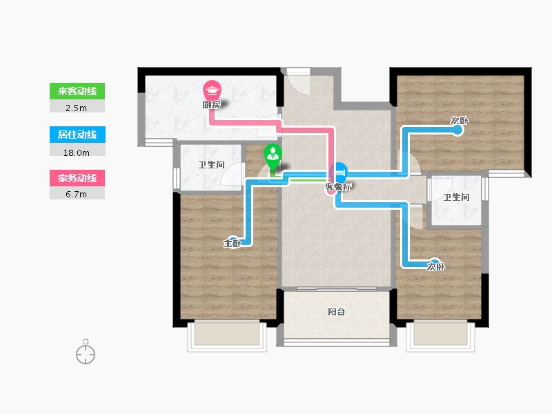 福建省-南平市-云谷小区-二期-86.40-户型库-动静线