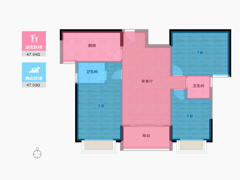 福建省-南平市-云谷小区-二期-86.40-户型库-动静分区