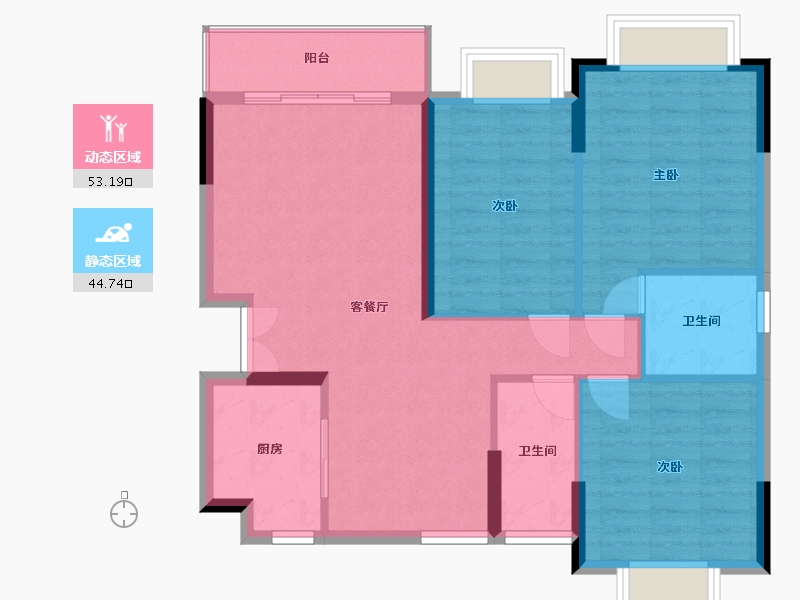 贵州省-遵义市-互豪世贸城LOFT公寓办公楼-95.00-户型库-动静分区