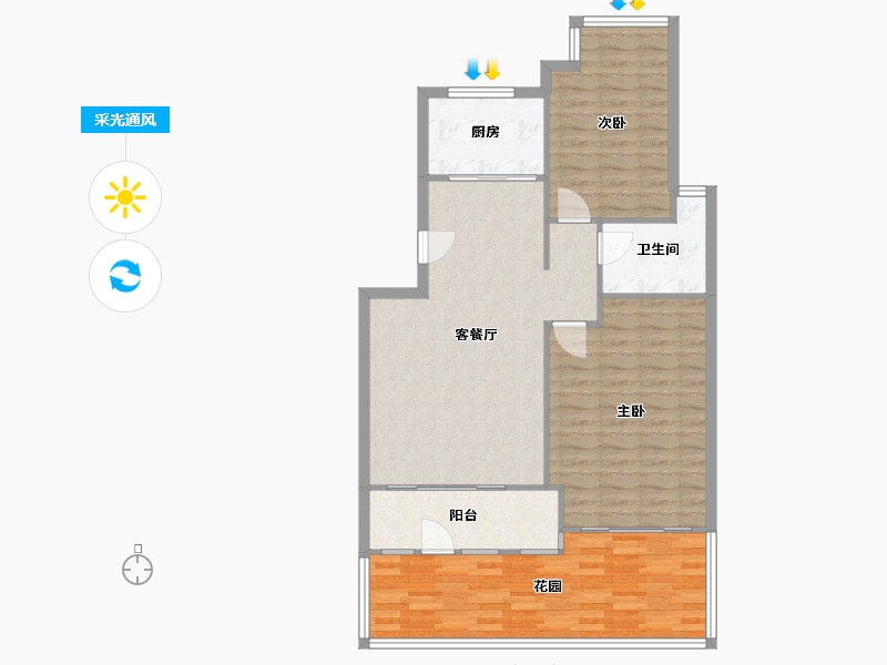 河南省-郑州市-思念果岭-65.60-户型库-采光通风