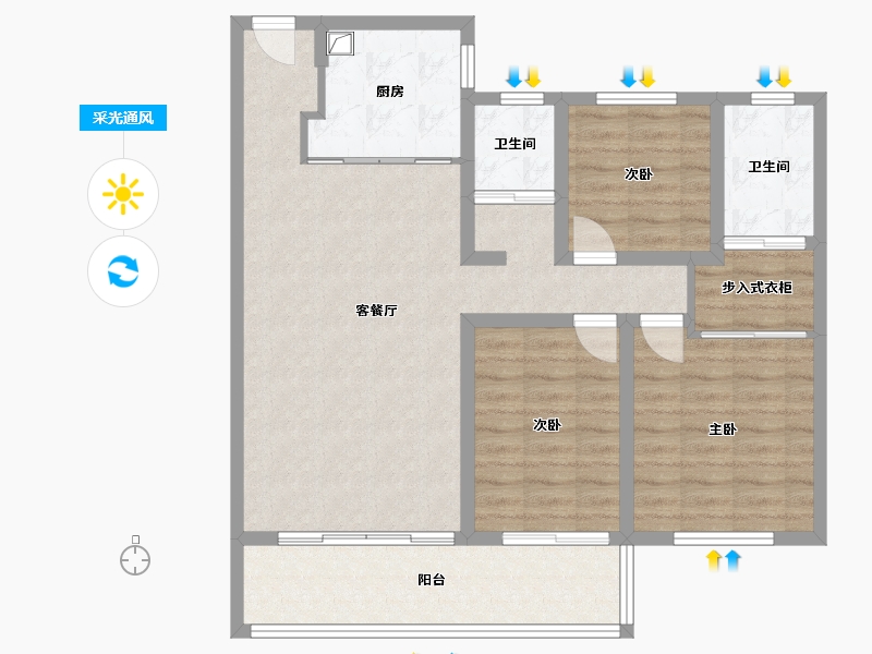 湖南省-怀化市-澳海公园2号-104.00-户型库-采光通风