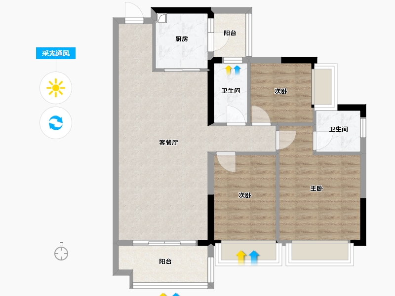 广东省-广州市-篁胜新城-84.00-户型库-采光通风