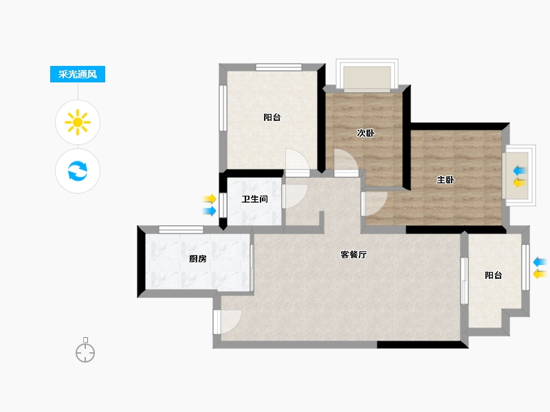 贵州省-贵阳市-美的国宾府-70.00-户型库-采光通风