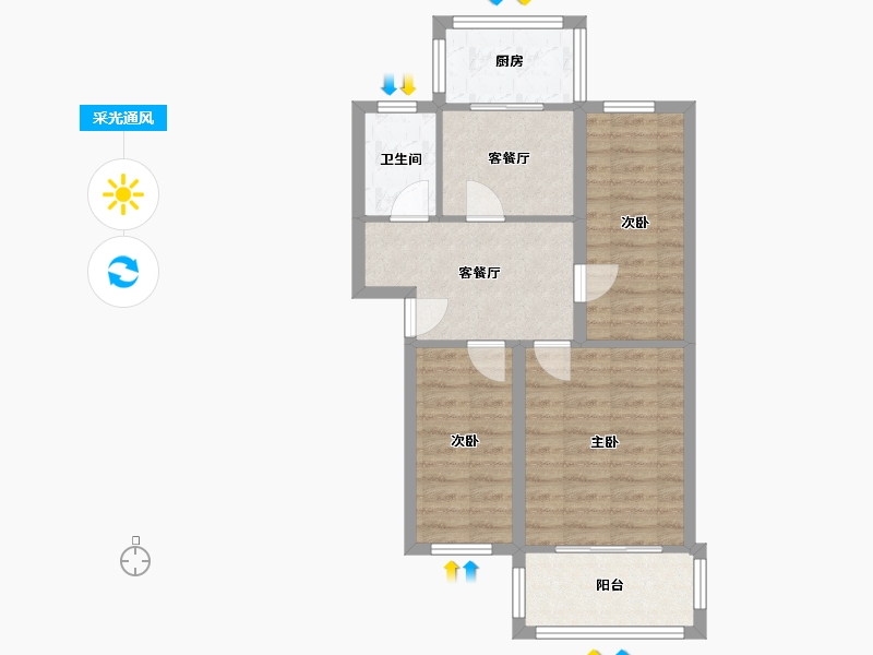 山东省-烟台市-祥云小区-57.60-户型库-采光通风