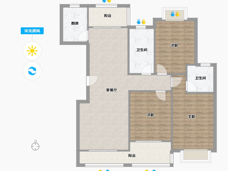 浙江省-绍兴市-独山嘉园-西区-110.00-户型库-采光通风