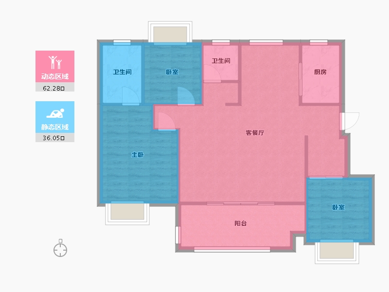 江苏省-无锡市-中奥滨河境销售中心-97.18-户型库-动静分区