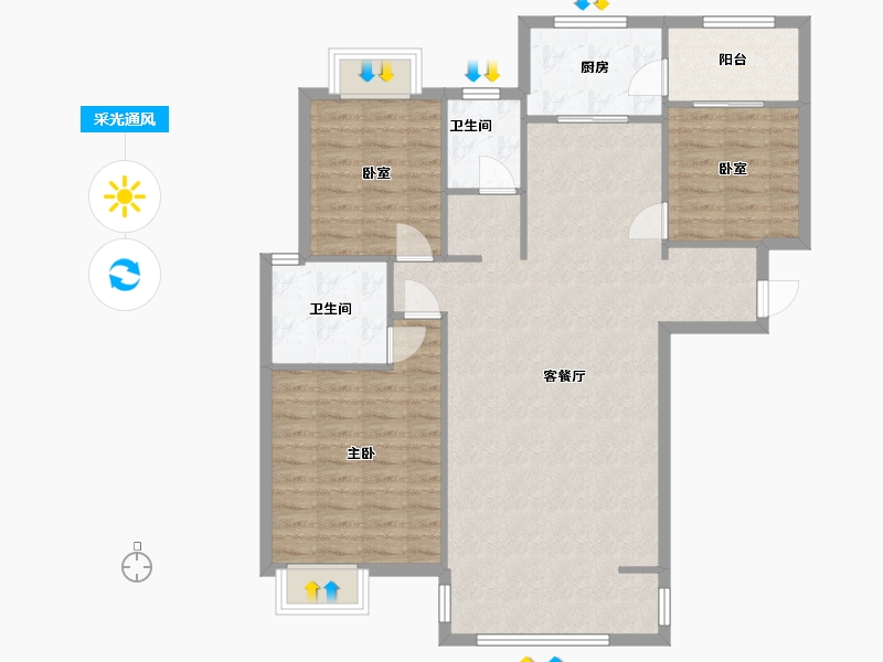 云南省-昆明市-滇池星晨-102.85-户型库-采光通风