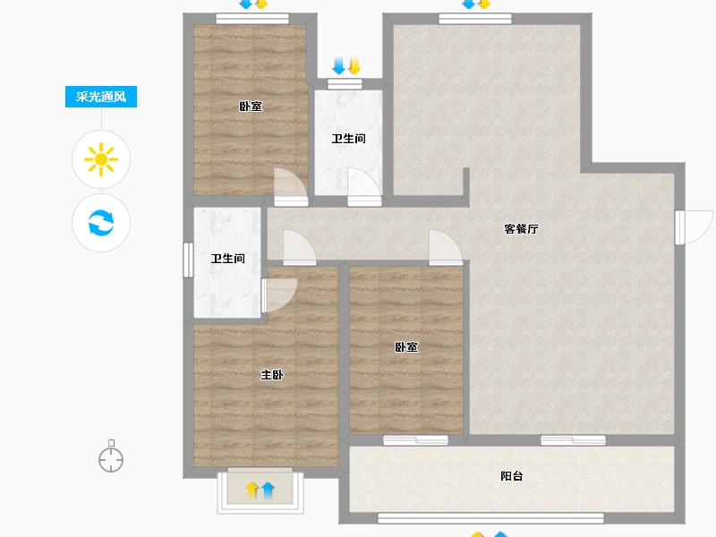 山东省-潍坊市-绿城江南赋-100.00-户型库-采光通风