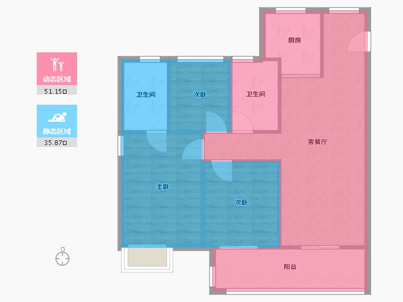 河南省-郑州市-富田城九鼎华府-五号院-80.00-户型库-动静分区