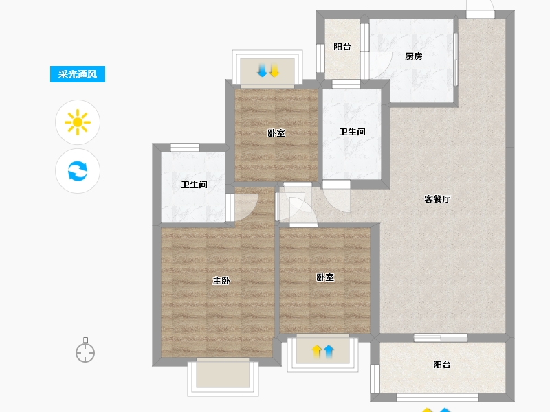 广西壮族自治区-钦州市-钦州恒大学府-77.00-户型库-采光通风