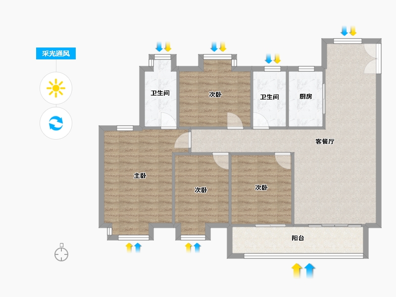 江西省-九江市-泓泰府-106.00-户型库-采光通风