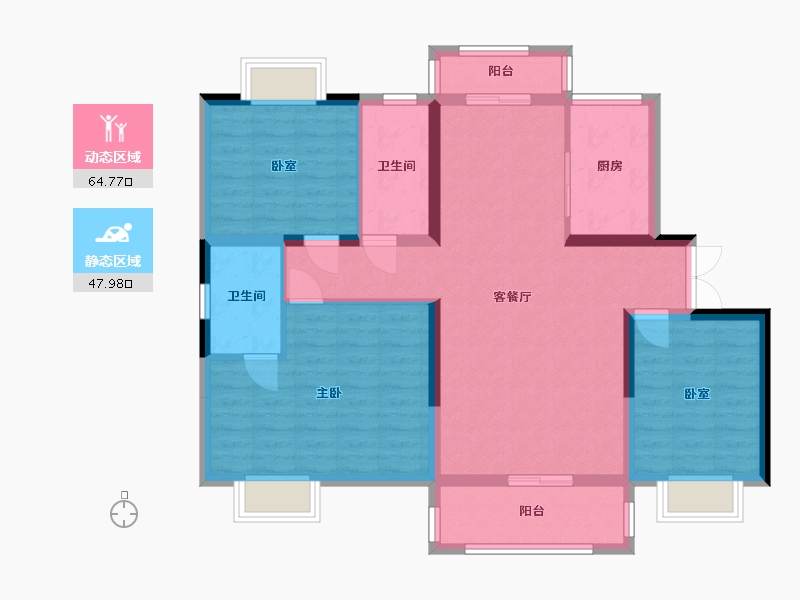 江西省-吉安市-谦盛金榜嘉园-100.96-户型库-动静分区