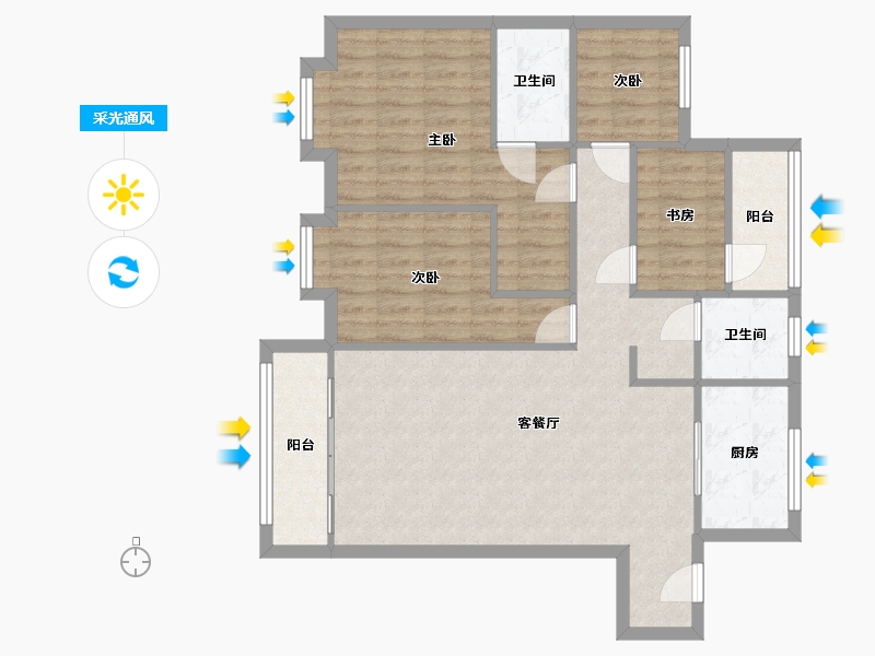 安徽省-马鞍山市-深业华府-98.40-户型库-采光通风