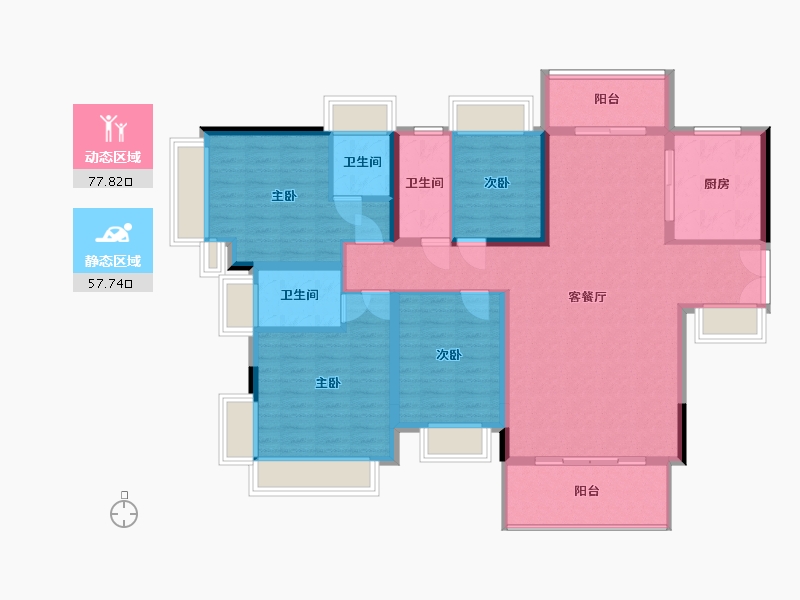 广东省-梅州市-芹洋观邸-126.40-户型库-动静分区