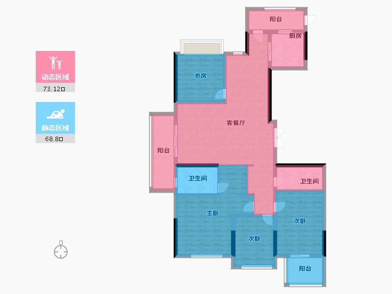 浙江省-台州市-官塘蔡小区-126.90-户型库-动静分区