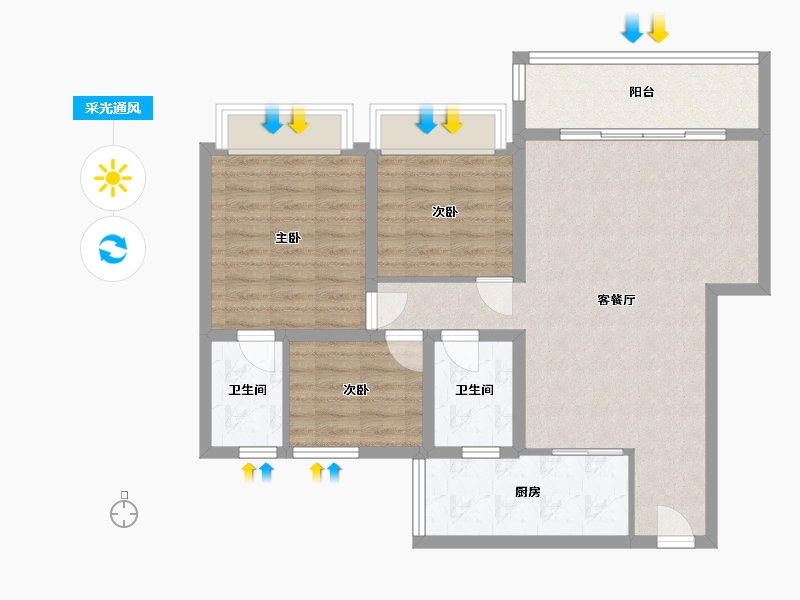 广东省-深圳市-留仙居-90.00-户型库-采光通风