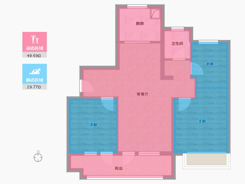 山东省-济南市-中海学仕里-80.80-户型库-动静分区