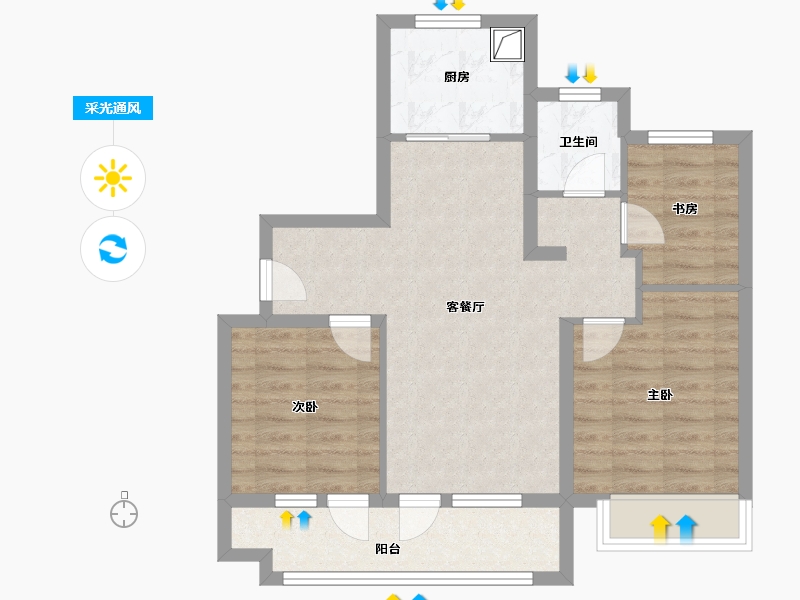 山东省-济南市-中海学仕里-80.80-户型库-采光通风