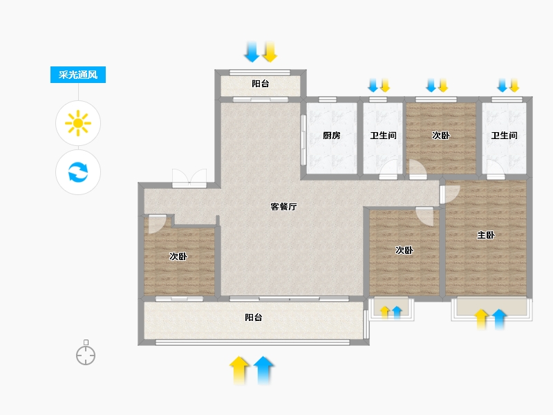 山东省-济南市-万科天宸花园-140.00-户型库-采光通风