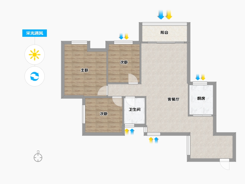 四川省-泸州市-绿苑阳光水岸-B区-99.78-户型库-采光通风