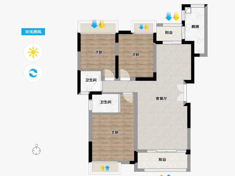 四川省-广安市-加德学府一号-85.60-户型库-采光通风