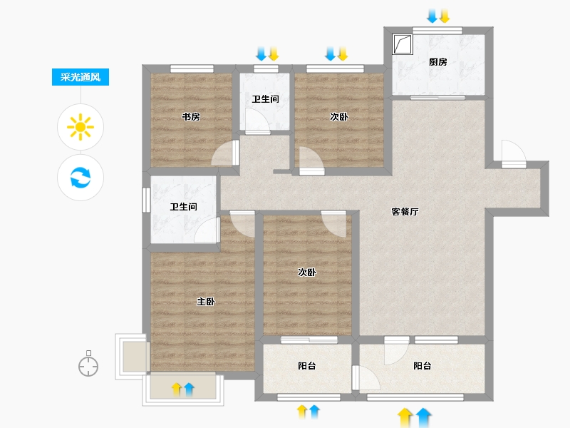 山东省-济宁市-鑫悦豪庭-117.42-户型库-采光通风