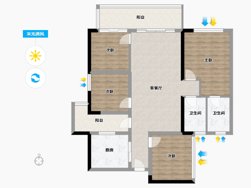 广西壮族自治区-百色市-龙景江韵-85.00-户型库-采光通风