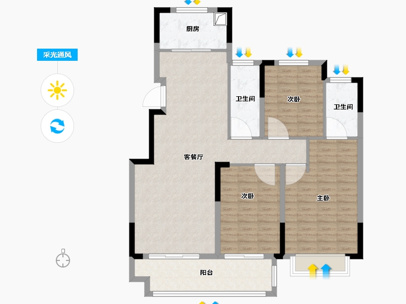 安徽省-蚌埠市-文雅书苑-106.00-户型库-采光通风