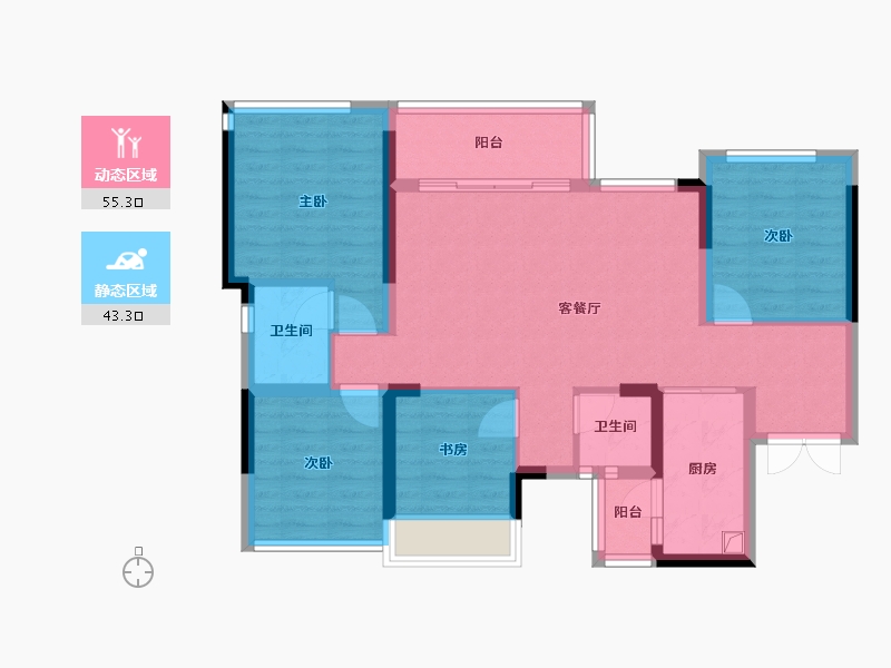 四川省-南充市-科华云玺台-86.40-户型库-动静分区