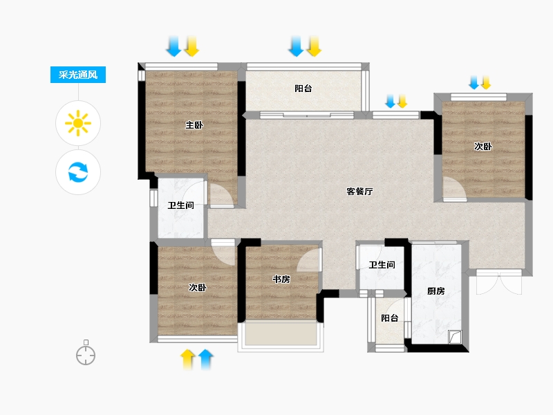 四川省-南充市-科华云玺台-86.40-户型库-采光通风