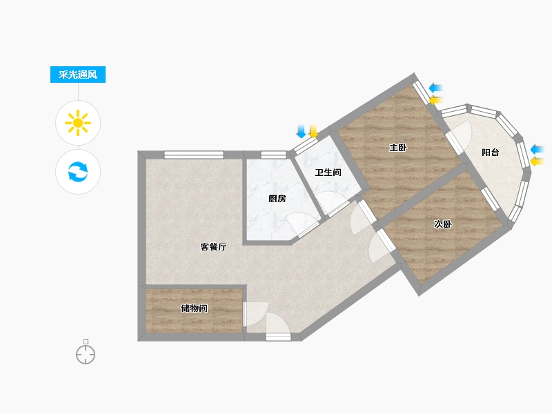 广东省-深圳市-长乐花园-56.89-户型库-采光通风