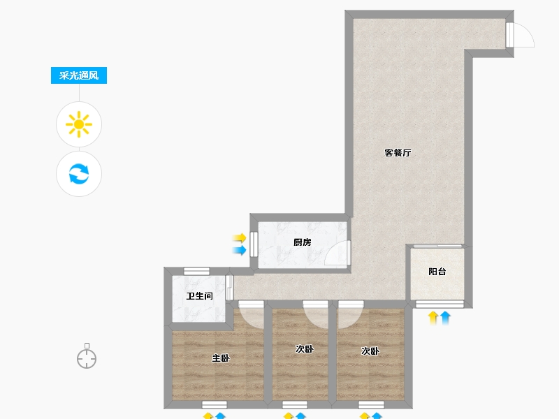 广东省-深圳市-碧馨苑-61.85-户型库-采光通风