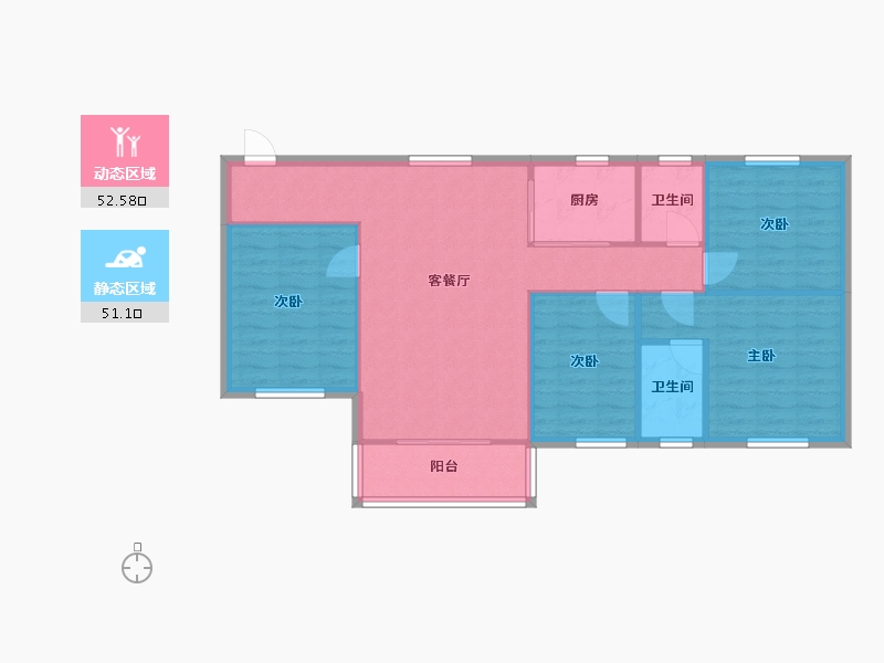 广东省-珠海市-九洲花园-90.40-户型库-动静分区