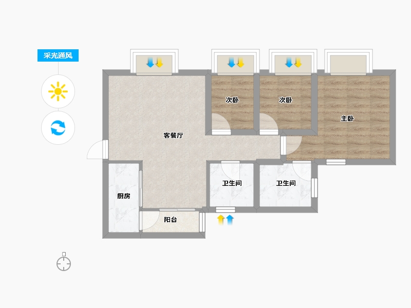 广东省-深圳市-宣嘉华庭-57.33-户型库-采光通风