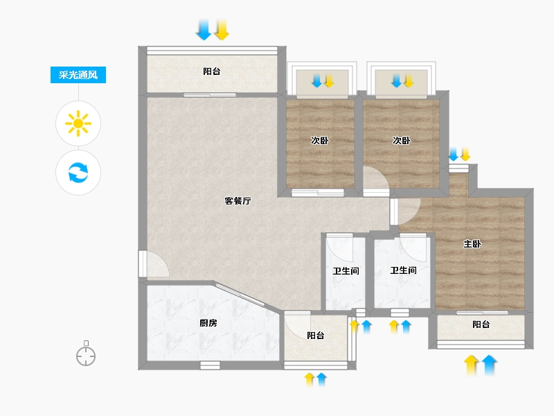 广东省-深圳市-风临左岸-70.87-户型库-采光通风