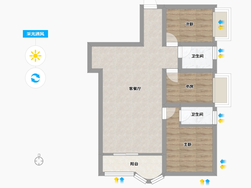 广东省-深圳市-帝港海湾豪园-56.04-户型库-采光通风