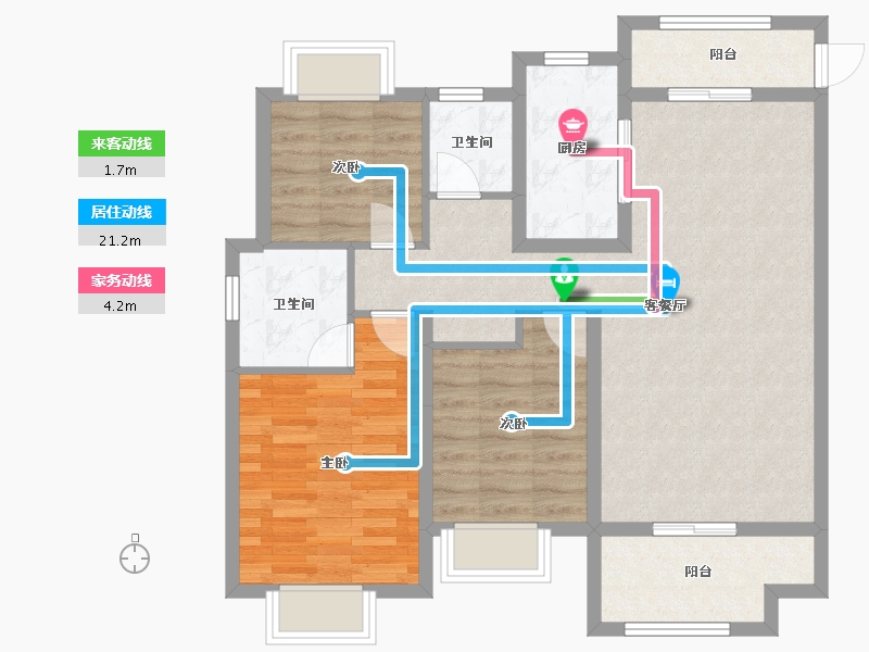 湖北省-襄阳市-国投·岸芷汀兰-100.00-户型库-动静线