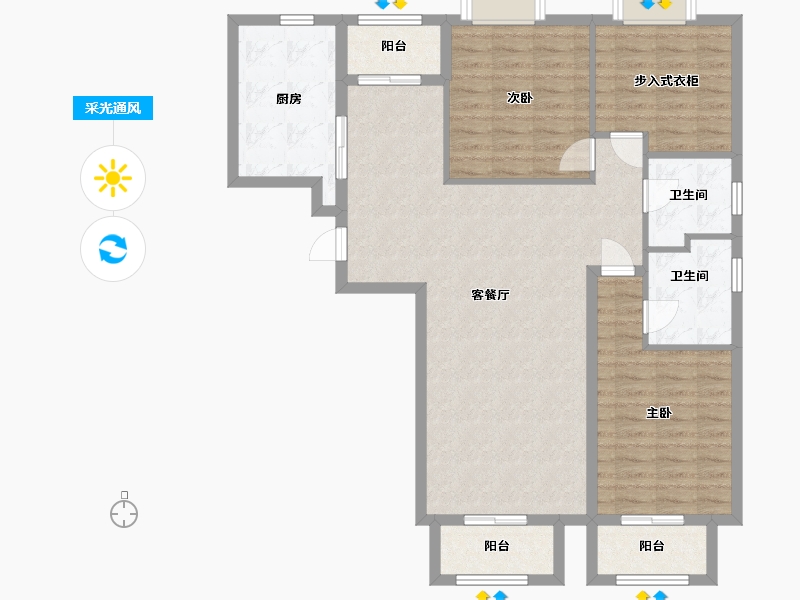 河北省-廊坊市-恒盛·阳光佳和-112.00-户型库-采光通风