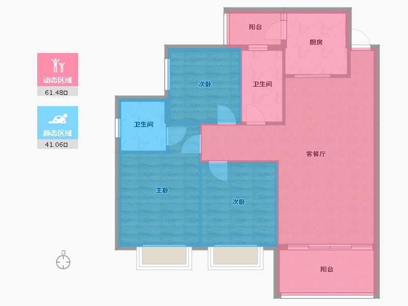 广西壮族自治区-桂林市-荷岸华庭-88.19-户型库-动静分区