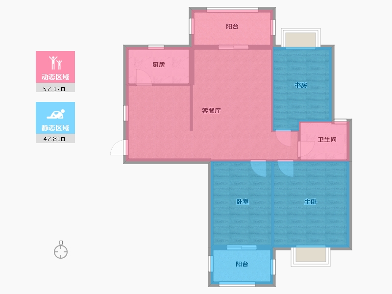 江苏省-淮安市-钱隆御景-95.32-户型库-动静分区