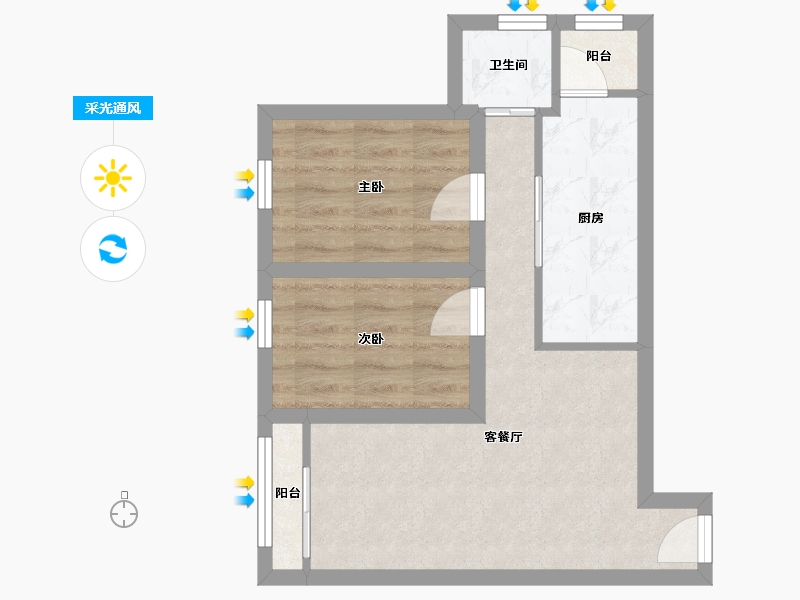 广东省-深圳市-京基滨河时代广场-46.87-户型库-采光通风