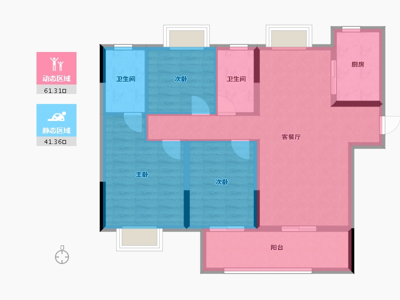 湖北省-襄阳市-国投·岸芷汀兰-94.40-户型库-动静分区