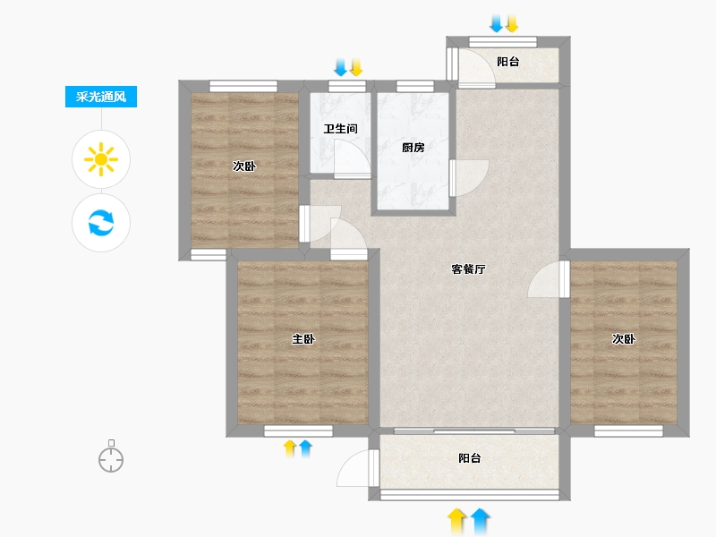 广东省-深圳市-新洲花园-64.27-户型库-采光通风