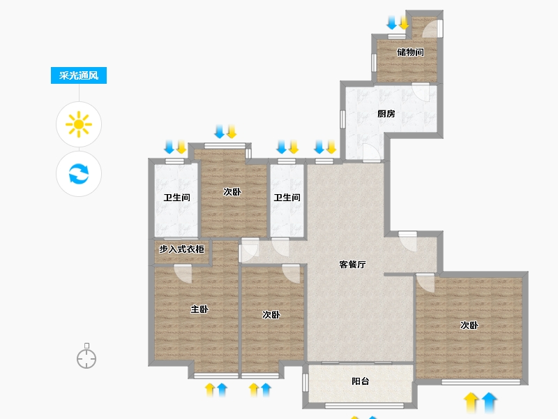 河南省-开封市-晋河花园-142.00-户型库-采光通风