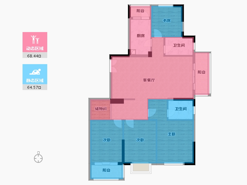 浙江省-杭州市-盈翠雅苑-131.44-户型库-动静分区