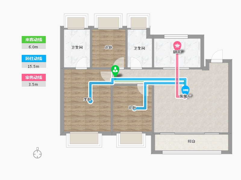 江苏省-苏州市-东望璟园-81.00-户型库-动静线