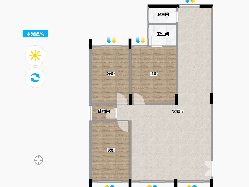 河南省-洛阳市-建华园小区-130.00-户型库-采光通风