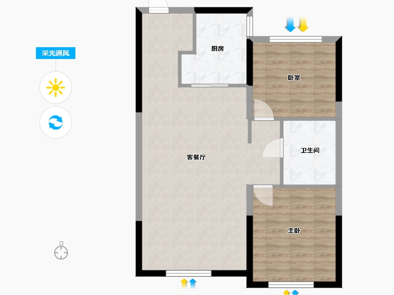 黑龙江省-哈尔滨市-融创-76.00-户型库-采光通风