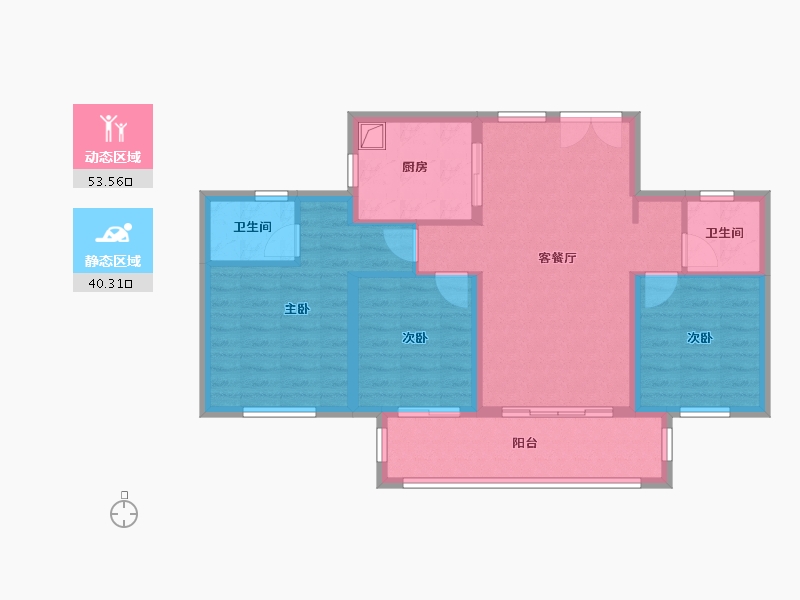 浙江省-丽水市-东景苑-89.60-户型库-动静分区